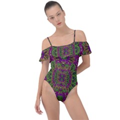 Peacock Lace In The Nature Frill Detail One Piece Swimsuit