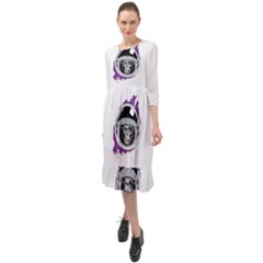 Space ape Ruffle End Midi Chiffon Dress