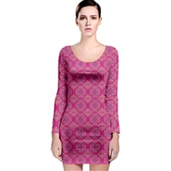 Background Texture Pattern Mandala Long Sleeve Bodycon Dress