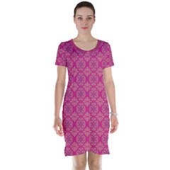 Background Texture Pattern Mandala Short Sleeve Nightdress