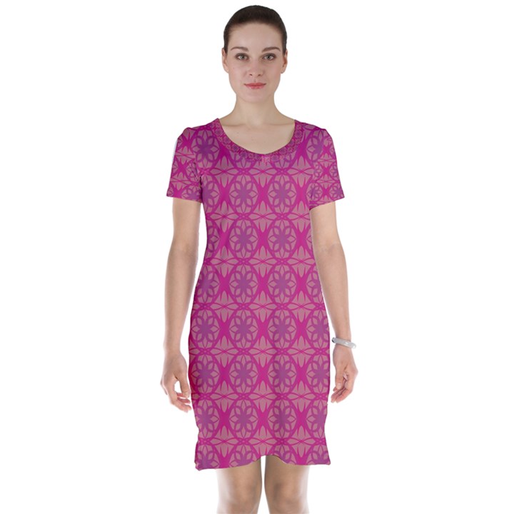 Background Texture Pattern Mandala Short Sleeve Nightdress