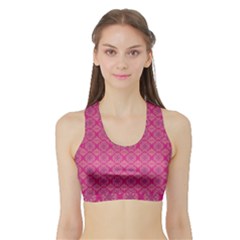 Background Texture Pattern Mandala Sports Bra With Border