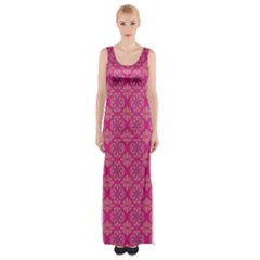 Background Texture Pattern Mandala Thigh Split Maxi Dress