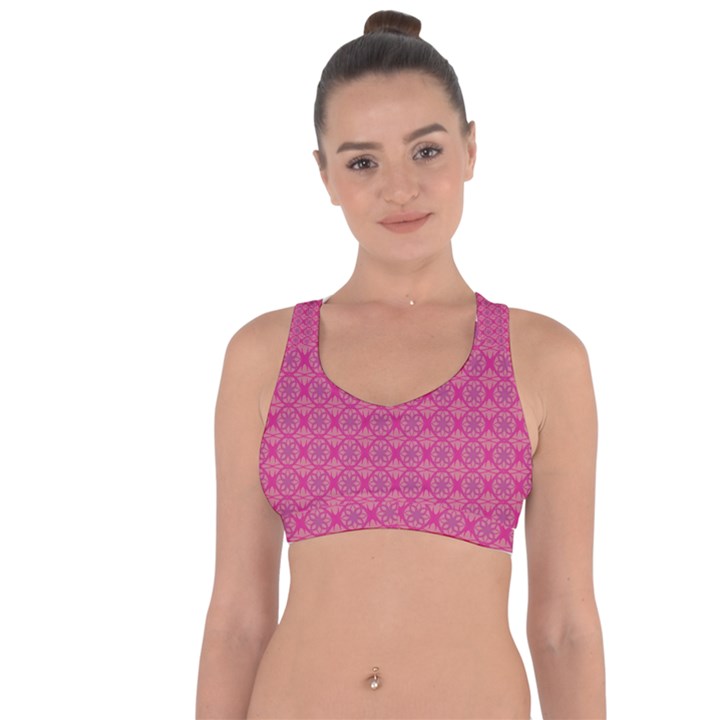 Background Texture Pattern Mandala Cross String Back Sports Bra