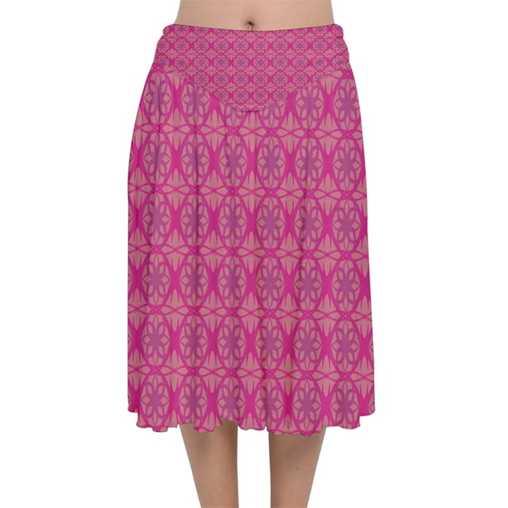 Background Texture Pattern Mandala Velvet Flared Midi Skirt