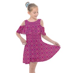 Background Texture Pattern Mandala Kids  Shoulder Cutout Chiffon Dress by HermanTelo