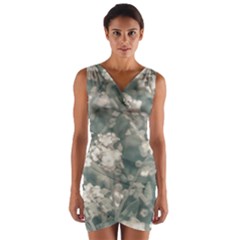 Beauty Floral Scene Photo Wrap Front Bodycon Dress