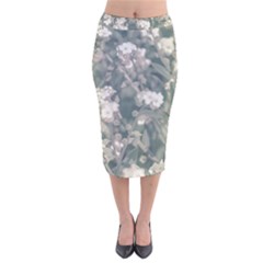 Beauty Floral Scene Photo Velvet Midi Pencil Skirt by dflcprintsclothing