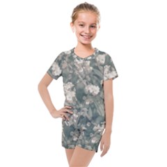 Beauty Floral Scene Photo Kids  Mesh Tee And Shorts Set