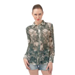 Beauty Floral Scene Photo Long Sleeve Chiffon Shirt