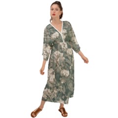 Beauty Floral Scene Photo Grecian Style  Maxi Dress