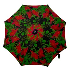 Dark Pop Art Floral Poster Hook Handle Umbrellas (medium) by dflcprintsclothing