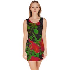 Dark Pop Art Floral Poster Bodycon Dress