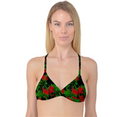 Dark Pop Art Floral Poster Reversible Tri Bikini Top by dflcprintsclothing