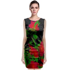 Dark Pop Art Floral Poster Classic Sleeveless Midi Dress