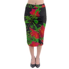 Dark Pop Art Floral Poster Midi Pencil Skirt by dflcprintsclothing