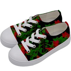 Dark Pop Art Floral Poster Kids  Low Top Canvas Sneakers by dflcprintsclothing