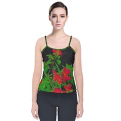 Dark Pop Art Floral Poster Velvet Spaghetti Strap Top by dflcprintsclothing