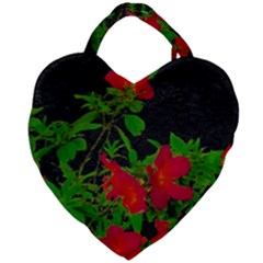 Dark Pop Art Floral Poster Giant Heart Shaped Tote by dflcprintsclothing