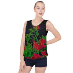 Dark Pop Art Floral Poster Bubble Hem Chiffon Tank Top by dflcprintsclothing