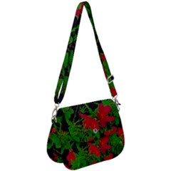 Dark Pop Art Floral Poster Saddle Handbag