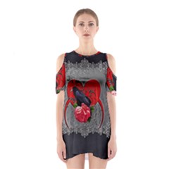 Wonderful Crow On A Heart Shoulder Cutout One Piece Dress by FantasyWorld7