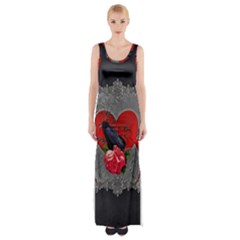 Wonderful Crow On A Heart Thigh Split Maxi Dress by FantasyWorld7