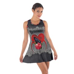 Wonderful Crow On A Heart Cotton Racerback Dress by FantasyWorld7