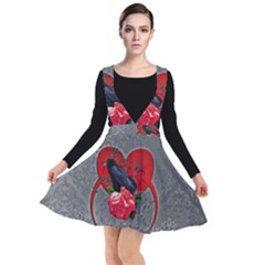 Wonderful Crow On A Heart Plunge Pinafore Dress by FantasyWorld7