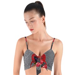 Wonderful Crow On A Heart Woven Tie Front Bralet