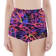 Abstrait Neon Colors High-waisted Bikini Bottoms by kcreatif