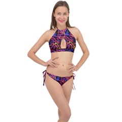 Abstrait Neon Colors Cross Front Halter Bikini Set by kcreatif