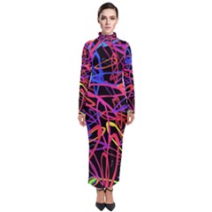 Abstrait Neon Colors Turtleneck Maxi Dress by kcreatif