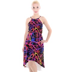 Abstrait Neon Colors High-low Halter Chiffon Dress  by kcreatif