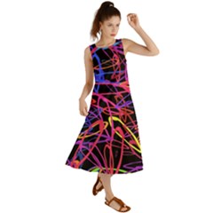 Abstrait Neon Colors Summer Maxi Dress