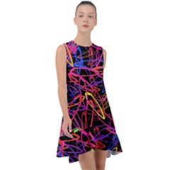 Abstrait Neon Colors Frill Swing Dress