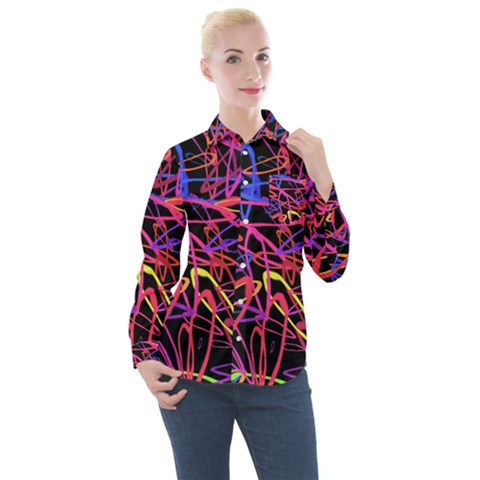 Abstrait Neon Colors Women s Long Sleeve Pocket Shirt by kcreatif