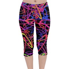 Abstrait Neon Colors Velvet Capri Leggings 