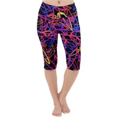 Abstrait Neon Colors Lightweight Velour Cropped Yoga Leggings by kcreatif