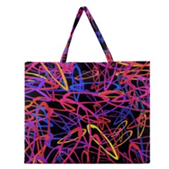 Abstrait Neon Colors Zipper Large Tote Bag by kcreatif