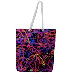 Abstrait Neon Colors Full Print Rope Handle Tote (large) by kcreatif