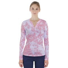 Degrade Rose/blanc V-neck Long Sleeve Top by kcreatif