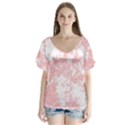 Degrade Rose/Blanc V-Neck Flutter Sleeve Top View1