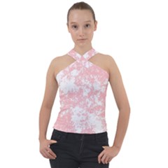 Degrade Rose/blanc Cross Neck Velour Top by kcreatif