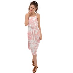 Degrade Rose/blanc Waist Tie Cover Up Chiffon Dress