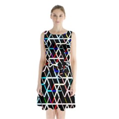 Abstrait Neon Sleeveless Waist Tie Chiffon Dress by kcreatif