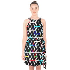 Abstrait Neon Halter Collar Waist Tie Chiffon Dress by kcreatif