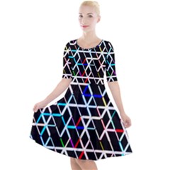 Abstrait Neon Quarter Sleeve A-line Dress