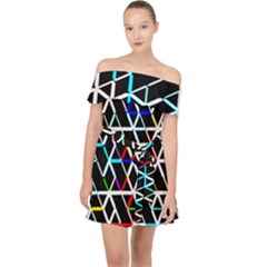 Abstrait Neon Off Shoulder Chiffon Dress by kcreatif