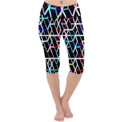 Abstrait Neon Lightweight Velour Cropped Yoga Leggings by kcreatif